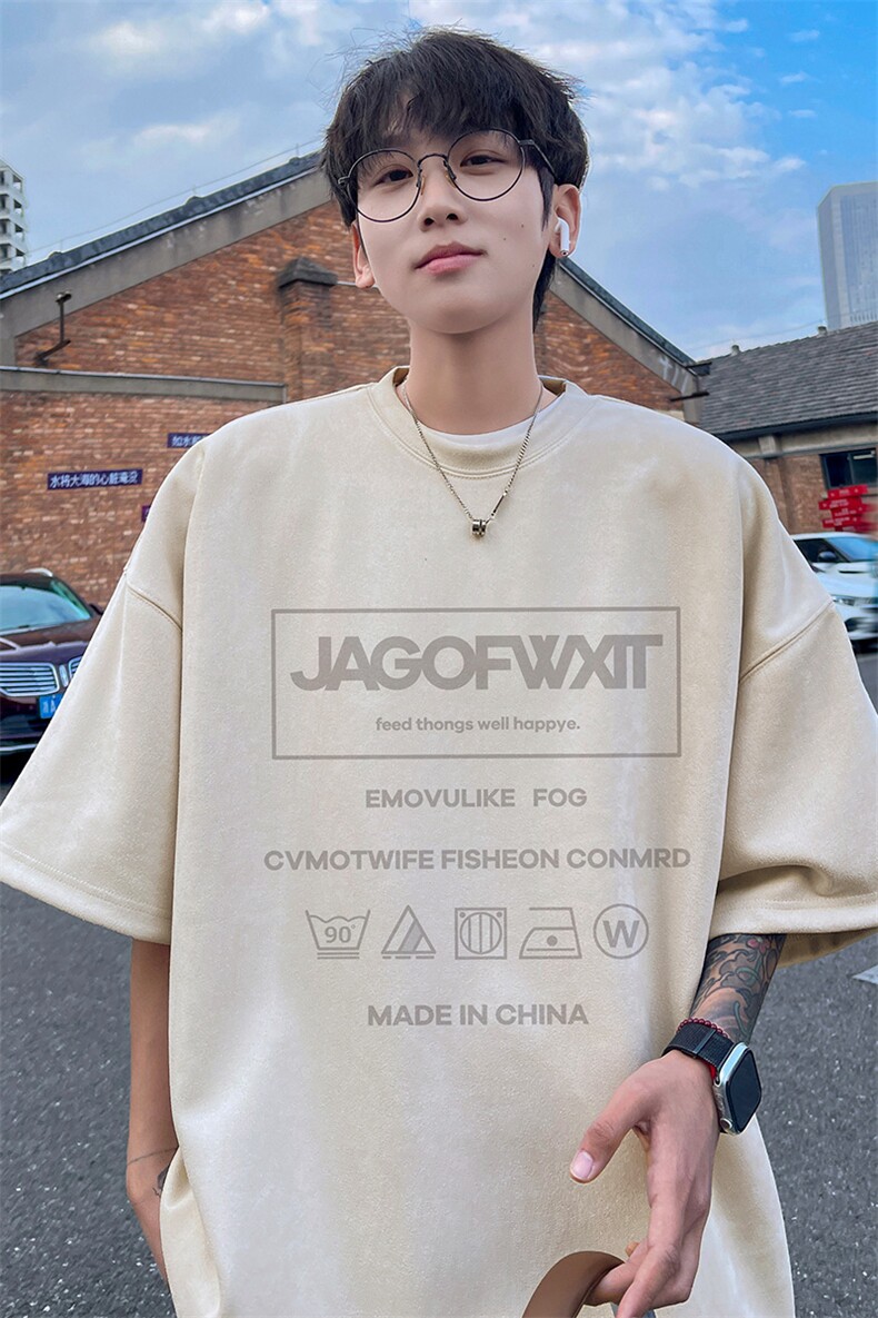 量大优供视频重磅麂皮绒短袖t恤男JT517-特p19,男装T恤,电商B371