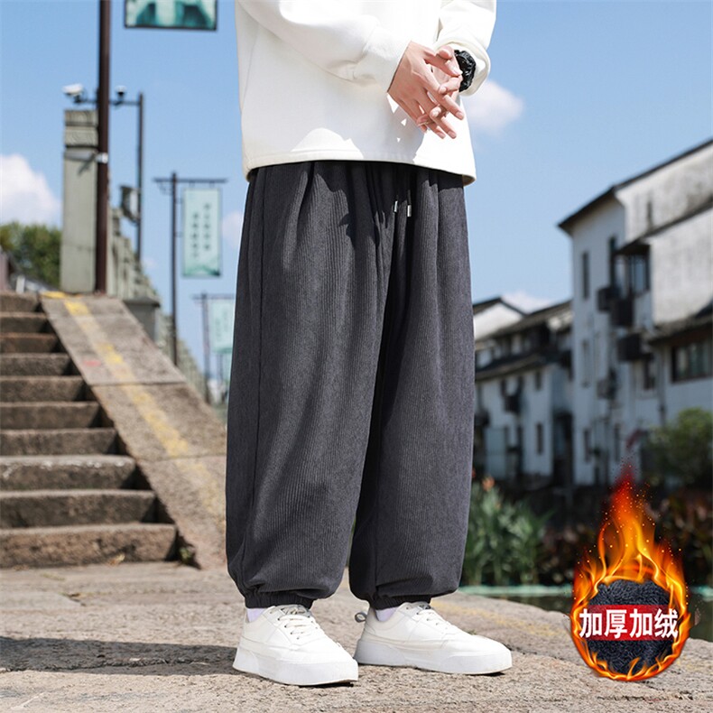 现货风冬季新款灯芯绒长裤子男束脚裤日系复古大码休闲裤K28,男装休闲裤,星座225-1