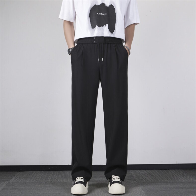 轻熟夏季新款男韩风坠感阔腿裤直筒宽松拖地裤男垂感长裤VS600，男装西裤，星座1116A-2（原606A-1）