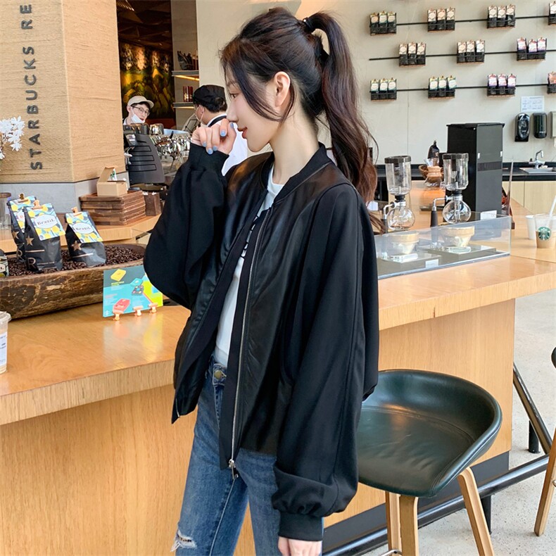 拼接撞色棒球服外套女秋季新款2022百搭休闲拉链开衫夹克短上衣潮,女装短外套,辉之琳