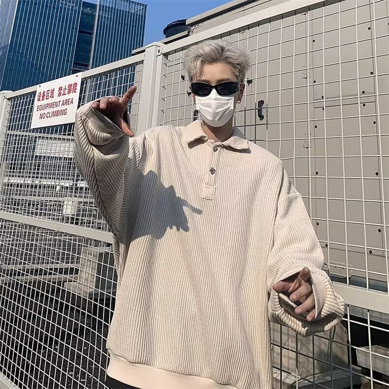 竖条纹POLO衫卫衣男士韩版潮流宽松百搭2024秋冬ins外套WB329-P57,男装Polo衫,星座412-2