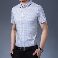 2021夏季新款男士短袖衬衫时尚简约休闲T恤高品质桑蚕丝8888，男装衬衫，电商D230