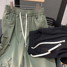 美式复古星星牛仔短裤男夏季潮牌痞帅大裤衩hiphop高街五分裤A121，男装牛仔裤，星座601-2