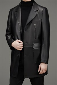 DLSN-G22001海宁皮衣男小牛皮风衣外套韩版修身商务男装P1250图片