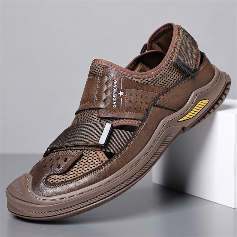 X4062-P145凉鞋男士2024新款休闲透气洞洞鞋男潮包头户外沙滩鞋，男鞋凉鞋，星座1407-3