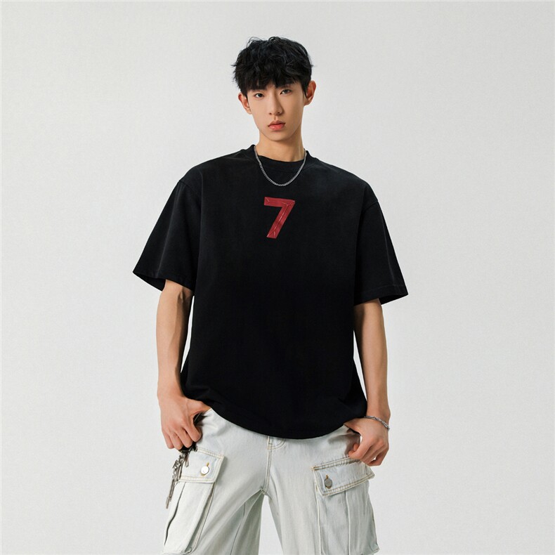 2026新款潮牌短袖宽松韩版字母印花扎染工艺T恤T8823/P5588,男装T恤,星座202