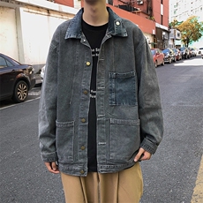 秋冬港风休闲街头运动风口袋班服牛仔衣夹克外套男装W1377-P58，男装夹克，星座512-2