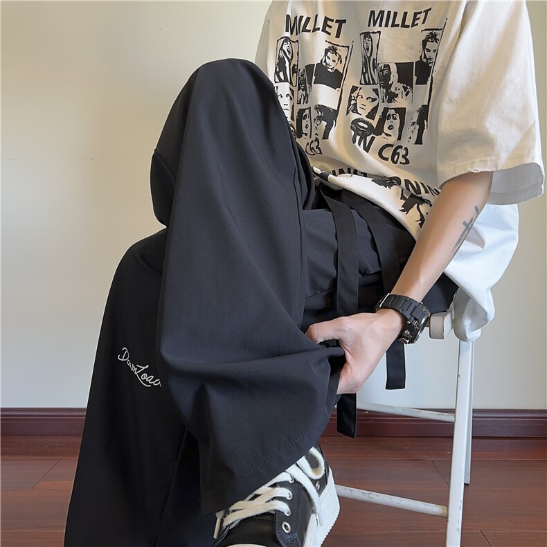 抖音品质大口袋字母印花速干宽松冰丝裤B315-K25703-特P35控68,男装休闲裤,电商B315