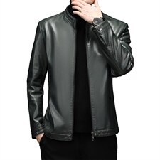 2023冬季新款皮衣男加绒外套中青年男休闲立领爸爸装ZS2118-P205图片