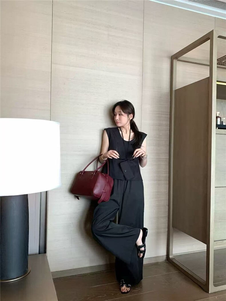 2025简约百搭V领马甲?阔腿裤,女装休闲裤,湘姗