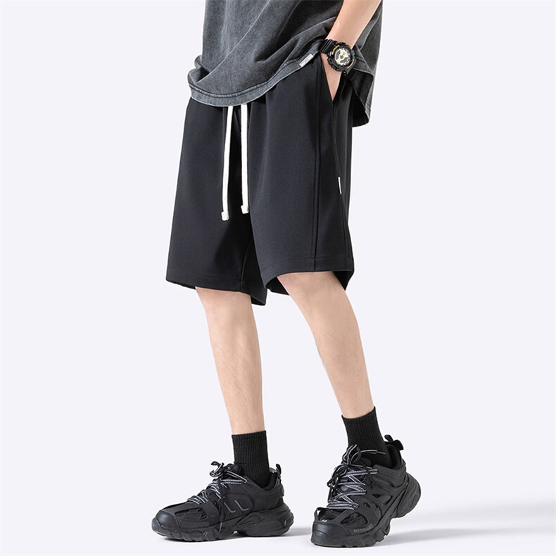 夏季新款冰丝垂感短裤无影墙休闲裤男免烫宽松凉感K23201-P39控58图片