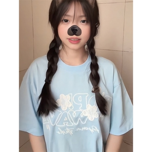 H0907-P35推荐#原版蕾丝+刺绣休闲宽松短袖T恤图片