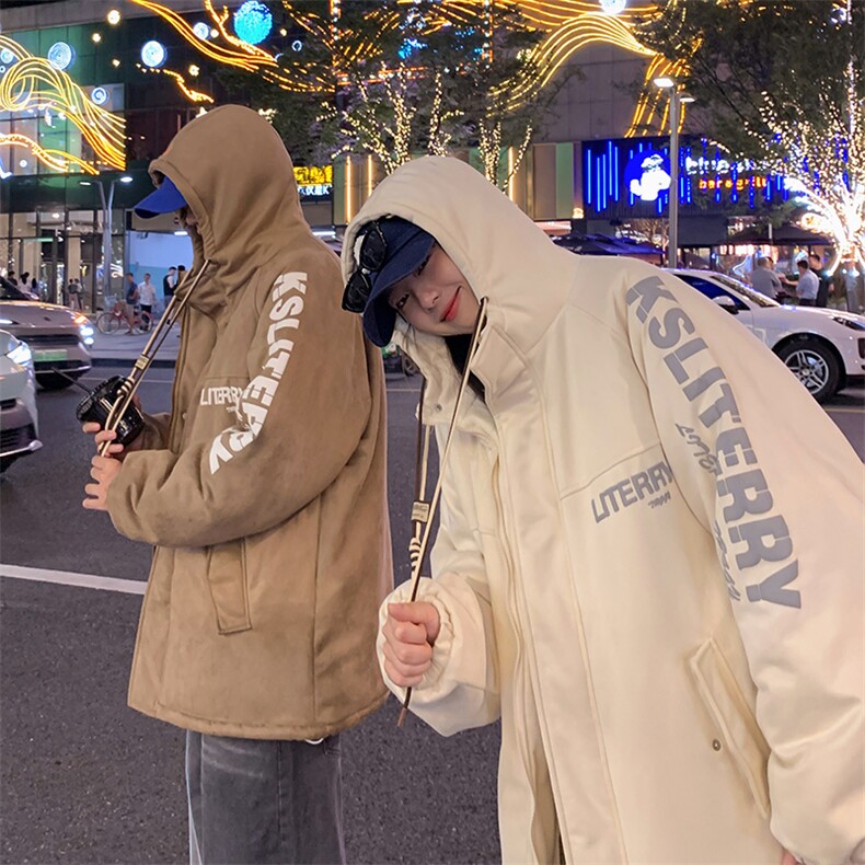 麂皮绒连帽棉衣男女棉服新款棉袄加绒外套冬装3355-P90控128,男装棉衣,星座207