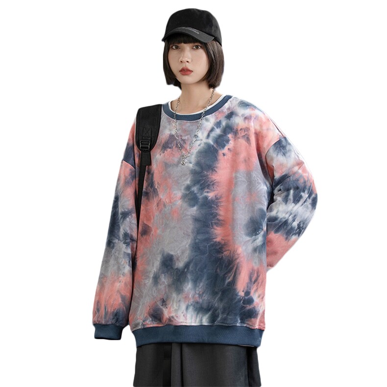 秋季新款高街男女同款扎染卫衣男大码宽松百搭潮流外套WY208P55,男装卫衣,电商A073
