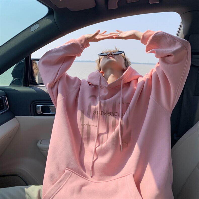 美式高街宽松连帽卫衣男秋冬季加绒加厚印花时尚百搭休闲帽衫外套，男装卫衣，电商B316