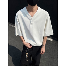 现货夏新男高品质大码宽松短袖T恤V领打底衫513DT3536P33，男装T恤，星座513