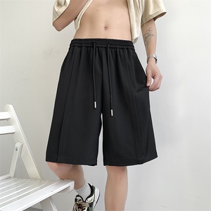 2025春夏新款冰丝塔克条拼接短裤宽松 M~4XL XZ604-DK207-P35控48图片