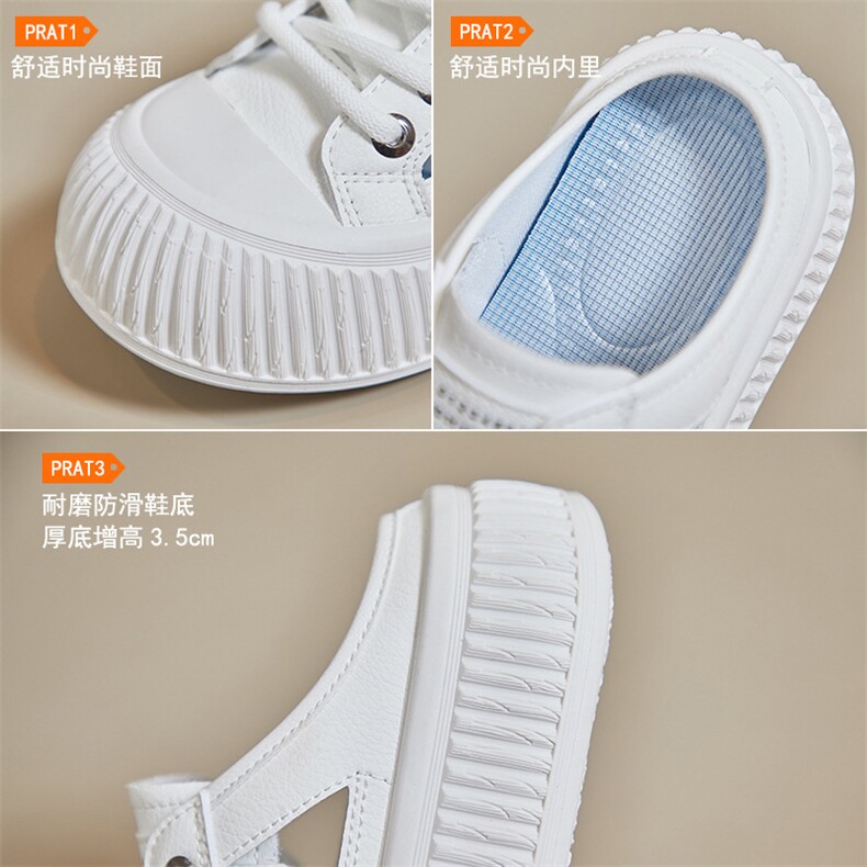 2024夏季新款一脚蹬小白鞋女镂空透气学生板鞋休闲ins潮街拍鞋女,女鞋拖鞋,电商A223