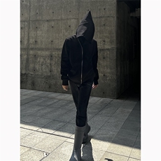 B221美式ins高街暗黑拉链宽松开衫卫衣连帽外套SY2314-P80控108，男装卫衣，电商B221