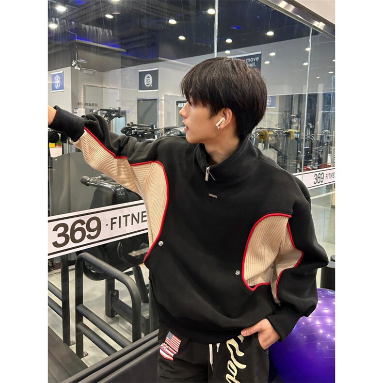 【有货】半拉链立领卫衣男春秋美式高街机车夹克外套WT05CC-P65,男装夹克,星座1007（原301D）