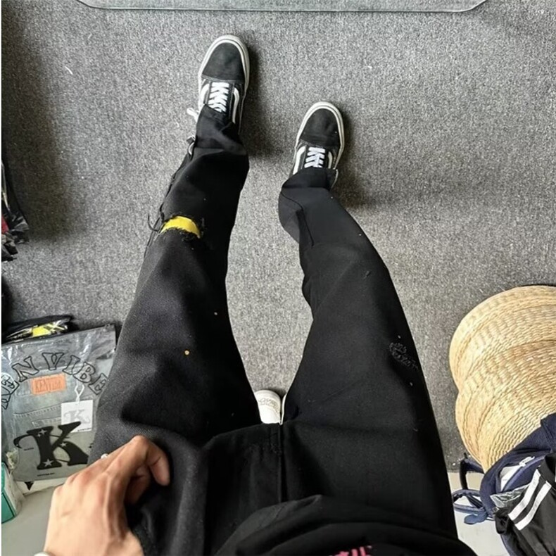 烫钻黑色牛仔裤男士春夏季修身弹力小脚裤长裤子男裤XK7118,男装牛仔裤,星座208-5