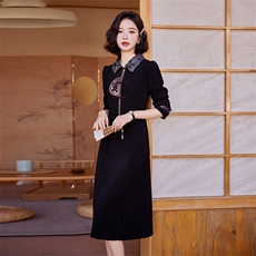 新中式国风复古连衣裙女2024秋季爆款时尚优雅减龄显瘦洋气裙子潮，商品下架区，水衣源