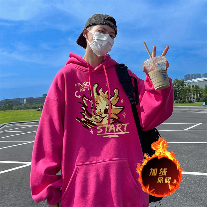 龙年新年卫衣冬季美式加绒加厚连帽卫衣外套DL1800特P35加绒特40,男装卫衣,电商A486