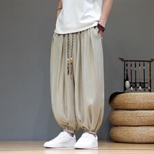 2026夏装新款风夏季轻薄透气冰丝灯笼裤宽松版2503-P55，男装休闲裤，电商A057B