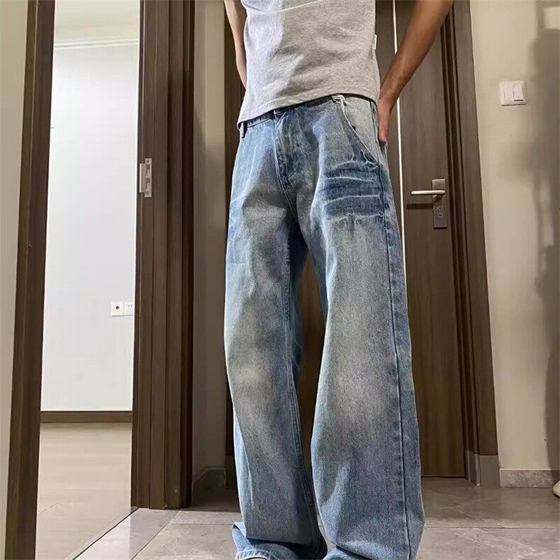 美式高阶水洗做旧牛仔裤休闲ins直筒裤情侣潮KZ31D780--TP40,男装牛仔裤,电商A247C
