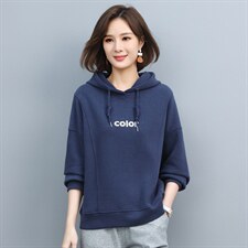 宽松简约连帽面料舒适春秋季套头卫衣女长袖,女装卫衣/绒衫,3200格调