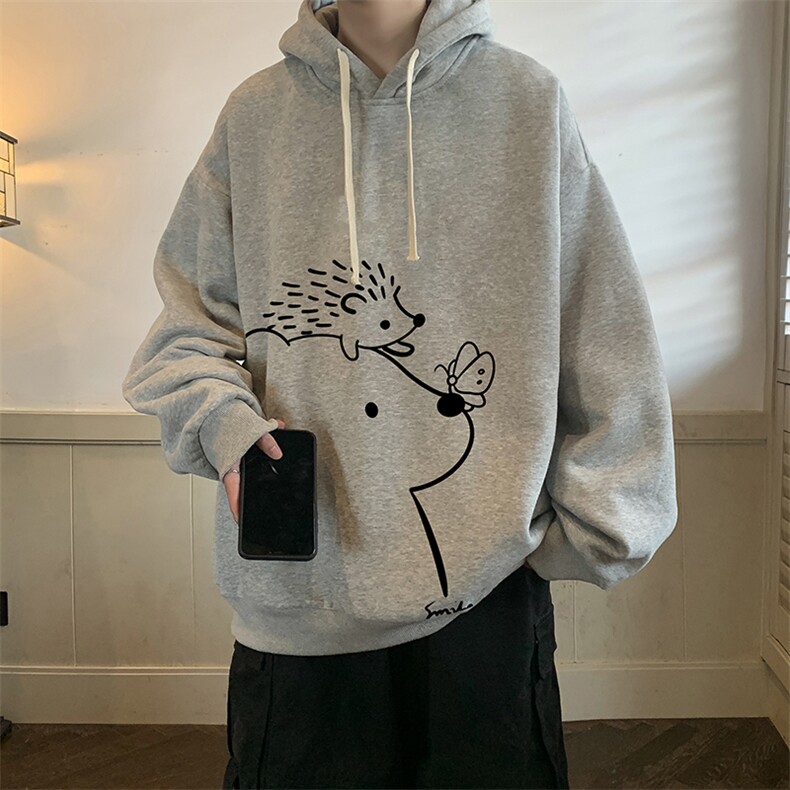 纯棉连帽卫衣男大码运动帽衫宽松薄WY2166-P35加绒款-P40,男装卫衣,电商A040