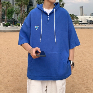 特P38控68 华夫格冰丝连帽短袖男夏季外套中性宽松LM01图片