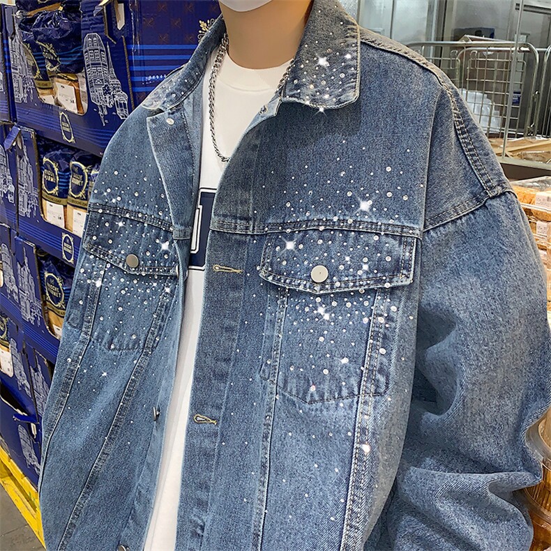 现货~男装牛仔夹克宽松闪亮水洗牛仔外套男茄克XZ815-JK254P80,男装工装外套,星座716A-1（原星座815）