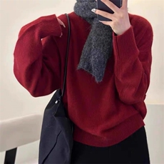 时尚百搭女士羊毛衫简约纯色宽松显瘦柔软舒适保暖毛衣，女装羊毛衫，泰沅羊绒