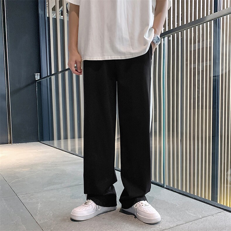 拼接潮牌ins港风宽松冰丝裤子男夏季薄款休闲九分长裤K1140-P28,男装休闲裤,星座512-2