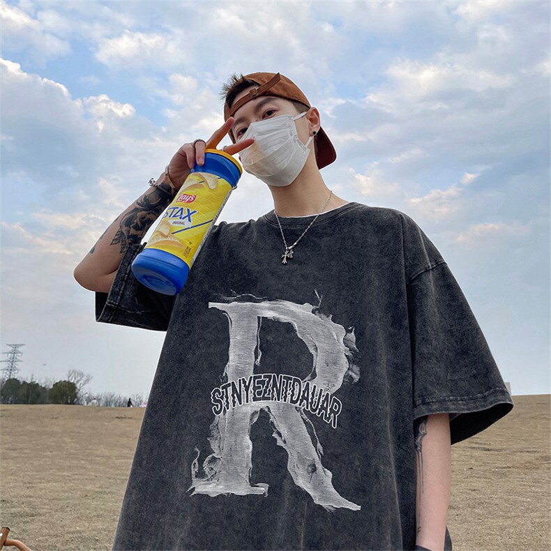 量大优可供抖音视频 支持得物品质配合二开 美式水洗短袖t恤SX105图片