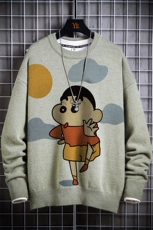 1日系圆领宽松中性情侣潮流大码M-5XL印花毛衣男7782P55加绒P70，男装针织衫/毛衣，星座226-2