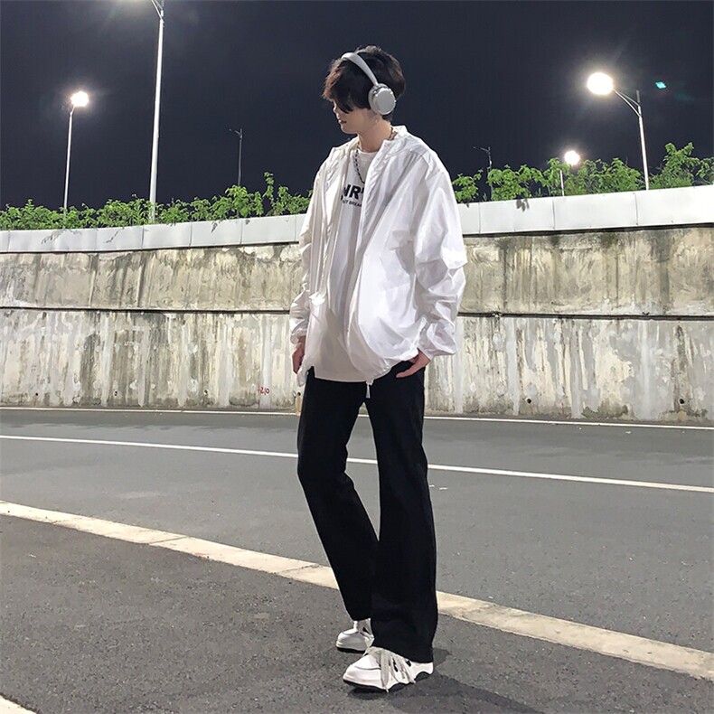 美式hiphop裤子高街vibe弹力黑色牛仔裤修身直筒微喇叭痞帅工装裤,男装牛仔裤,星座310A-4