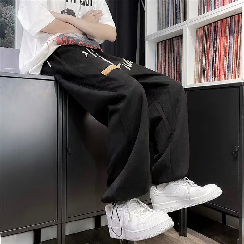 男秋季新款港风鹿皮绒发泡休闲裤UK110P38,男装休闲裤,星座1116-2
