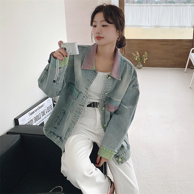 美式复古牛仔外套女2025春季新款盐系宽松小个子休闲渐变夹克上衣,女装短外套,浙宝305