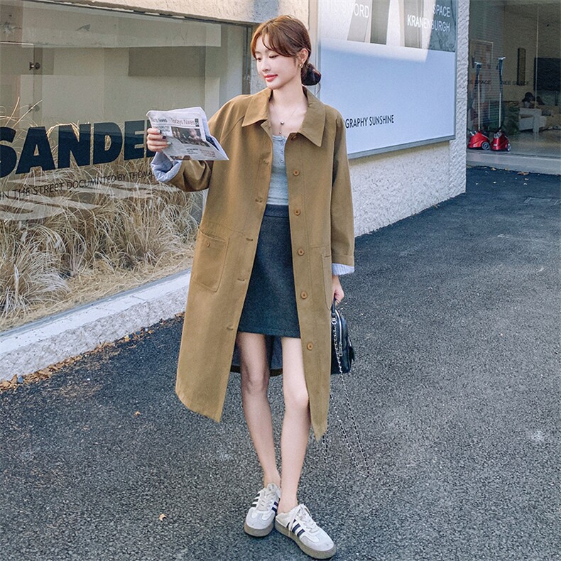 新款现货主推内里条纹长款风衣外套9888-P168-K238,女装风衣,2C129