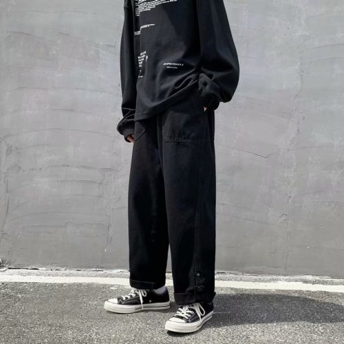 阔腿裤男ins街头潮流宽松直筒牛仔裤潮牌复古卷边牛仔裤k32-p40,男装牛仔裤,星座1008-2