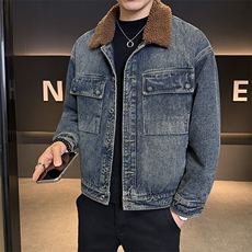 工装牛仔夹克男2025冬款加绒加厚羊羔毛外套男上衣B317/J616/P165，男装夹克，电商B317