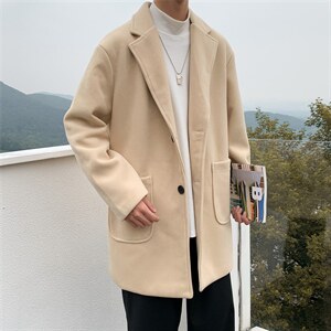N2075/P90冬季男士呢大衣男中长款男呢料中性风潮呢子外套风衣，男装毛呢大衣，电商A141