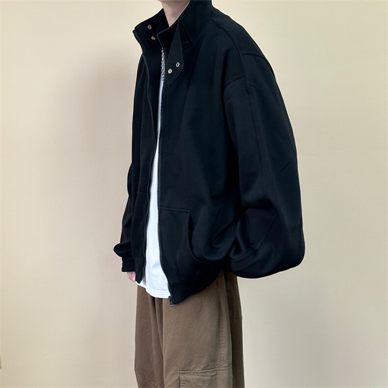 现货-春秋立领开衫卫衣男时尚外套潮牌宽松上衣-AJ23054-P88,女装短外套,电商A351