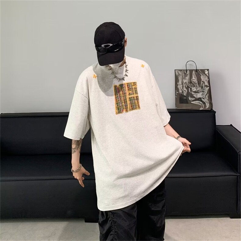 新款美式复古宽松短袖t恤男女情侣宽松体恤上衣潮夏季T30477-p35,男装T恤,星座1008