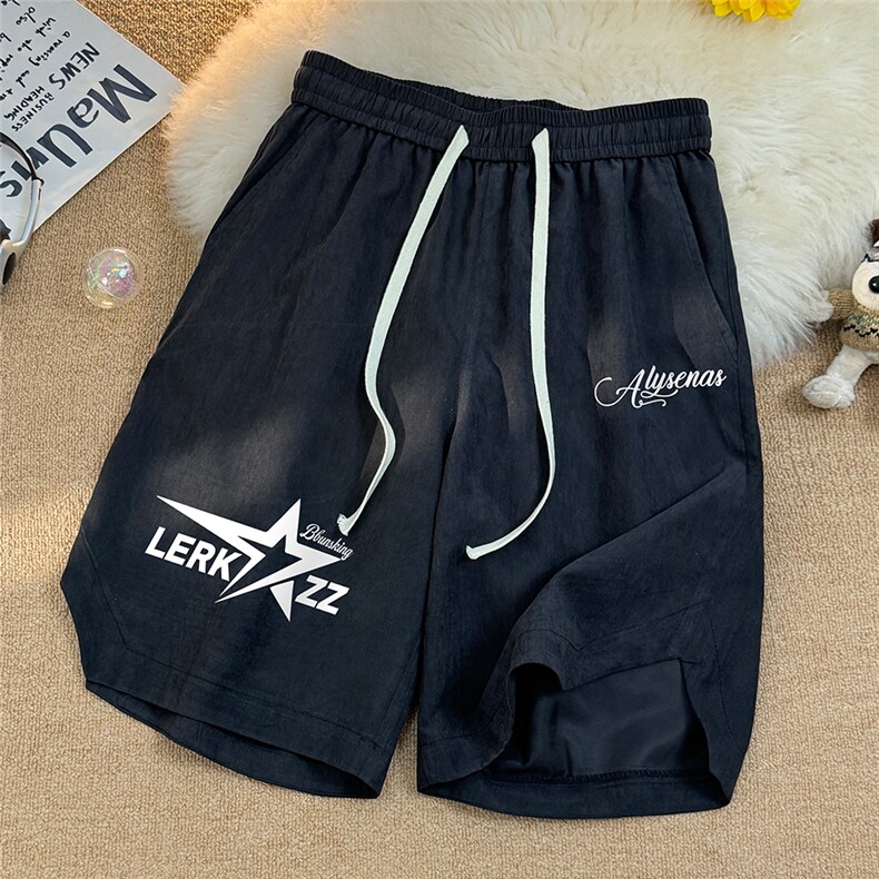 毛毯24夏款麂皮绒字母印花短裤DK66002P25控38，男装牛仔裤，电商A268A