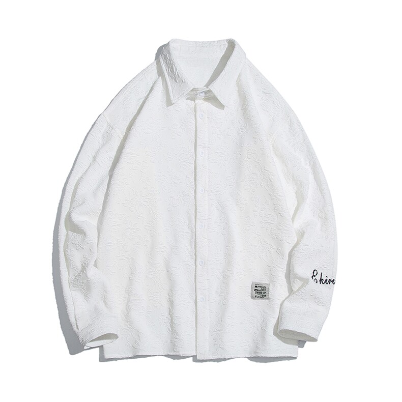 1白底花型衬衫大码M-5XL情侣风七分袖衬衫男QCS7023P45控68,男装衬衫,星座226-2