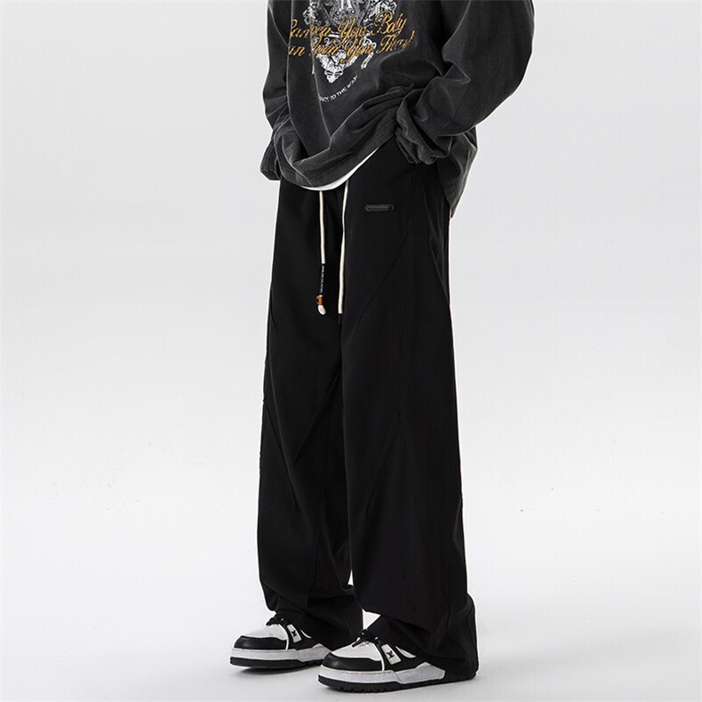 8XL-M休闲裤男日系潮牌拼接宽松阔腿裤直通工装裤K9103P68控88,男装休闲裤,电商D206-1