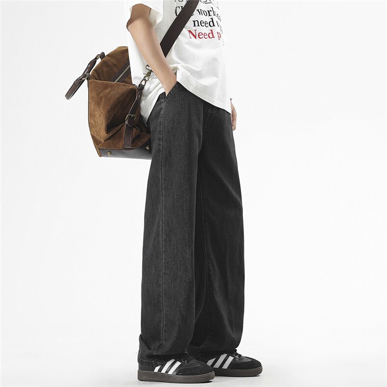 GENIOLAMODE莱赛尔天丝牛仔裤男士夏季薄款透气宽松直筒阔腿裤子，男装牛仔裤，电商D325